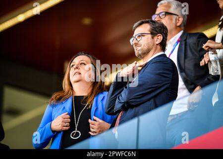 Barcellona, Spagna. 30th Apr, 2023. Liga F match tra il FC Barcelona Femeni e lo Sporting Club de Huelva a Estadi Johan Cruyff, a Barcellona, Spagna, il 30 aprile 2023. (Foto/Felipe Mondino) Credit: Agenzia indipendente per la fotografia/Alamy Live News Foto Stock