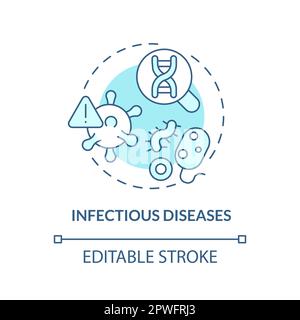 Malattie infettive concetto turchese icona. Sviluppo di trattamenti per il paziente. Applicazione della medicina di precisione idea astratta illustrazione a linea sottile. Illustrazione Vettoriale