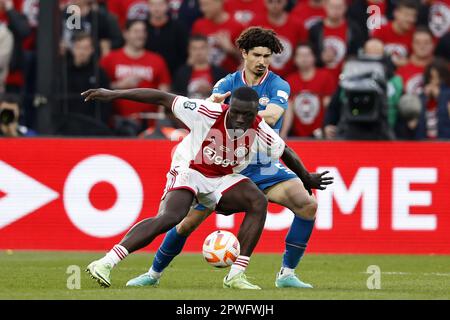 ROTTERDAM - (lr) Brian Brobbey di Ajax, Andre Ramalho di PSV Eindhoven durante la finale della Toto KNVB Cup tra PSV e Ajax allo stadio di Feyenoord de Kuip il 30 aprile 2023 a Rotterdam, Paesi Bassi. ANP MAURICE VAN PIETRA Foto Stock