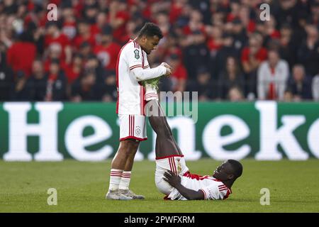 ROTTERDAM - (lr) Owen Wijndal di Ajax, Brian Brobbey di Ajax durante la finale della Toto KNVB Cup tra PSV e Ajax allo stadio di Feyenoord de Kuip il 30 aprile 2023 a Rotterdam, Paesi Bassi. ANP MAURICE VAN PIETRA Foto Stock