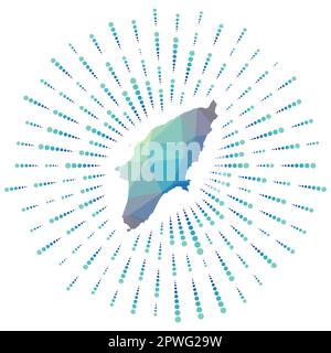 Forma di Rodi, sunburst poligonale. Mappa dell'isola con coloratissime razze. Rodi illustrazione in digitale, tecnologia, internet, stile di rete. V Illustrazione Vettoriale