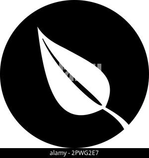 Icona a foglia di Marple - simbolo della terra degli elementi, grafica vettoriale semplice e pulita, illustrazione digitale piatta in bianco e nero Illustrazione Vettoriale