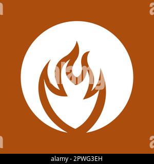 Icona Flame - simbolo del fuoco degli elementi, grafica vettoriale semplice e pulita, illustrazione digitale piatta in nero, rosso e bianco Illustrazione Vettoriale