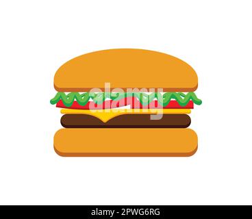 classico hamburger semplice fast food hamburger simbolo icona vettore isolato su sfondo bianco Illustrazione Vettoriale