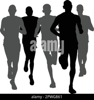 maratona running in gruppo - vettore di grafica Illustrazione Vettoriale