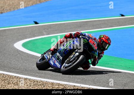 Jerez, Spagna. 30th Apr, 2023. Gare del Guru della MotoGP di Gryfyn Gran Premio di Spagna al circuito Jerez Angel Nieto, Jerez, Cadice, 30 aprile 2023 in foto: MotoGP Fabio Quartararo Carreras del Gran Premio Guru di Gryfyn de MotoGP de España en el circuito de Jerez Angel Nieto, Jerez, Cadice, 30 de Abril de 2023 POOL/ MotoGP.com/Cordon Press Images sarà solo per uso editoriale. Credito obbligatorio: © motogp.com Credit: CORDON PRESS/Alamy Live News Foto Stock