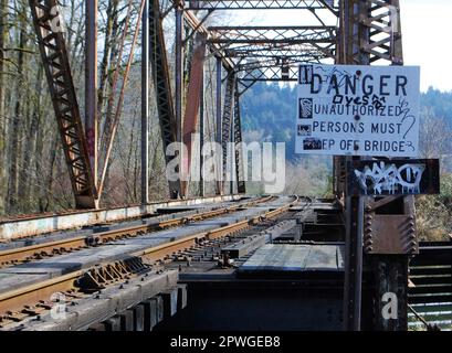 Ferrovia abbandonata in Oregon Foto Stock