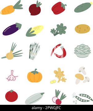 Immagini semplici immagini vettoriali di vegetali. Illustrazione vettoriale Illustrazione Vettoriale