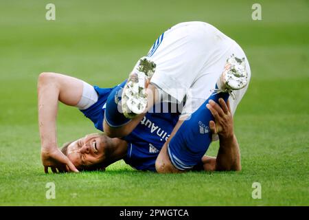 Gelsenkirchen, Deutschland, 1. Fussball Bundesliga 30. Spieltag FC Schalke 04 contro SV Werder Brema 2-1:29. 04. 2023 in der Veltins Arena auf Schalke in Gelsenkirchen Simon TERODDE (S04) Foto: Norbert Schmidt, Duesseldorf Foto Stock