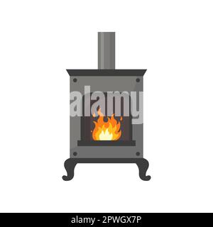 Focolare in metallo per l'illustrazione dei cartoni animati del calore della casa Illustrazione Vettoriale