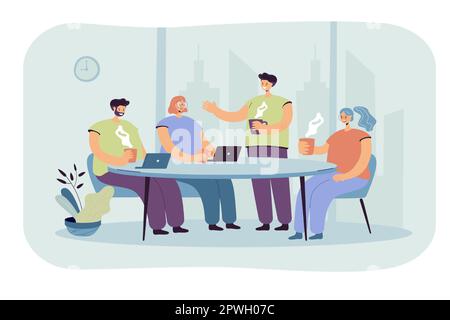 Brainstorming dei dipendenti durante la pausa caffè Illustrazione Vettoriale