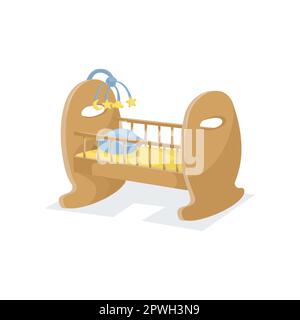 Illustrazione vettoriale della greppia del bambino di legno Illustrazione Vettoriale