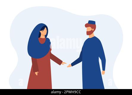 Coppia musulmana che tiene le mani Illustrazione Vettoriale