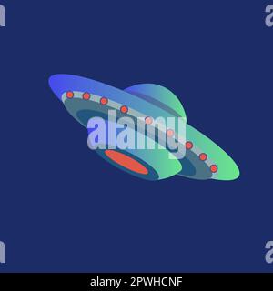 UFO o alieno astronave illustrazione del cartone animato Illustrazione Vettoriale