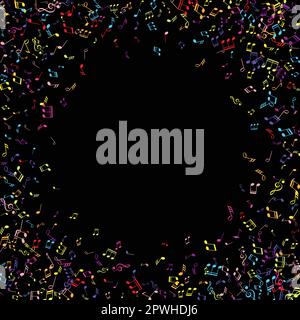 Sfondo astratto con disegno di note musicali colorate Illustrazione Vettoriale