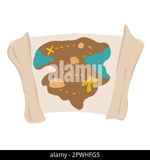 Illustrazione di un disegno a mano del concetto di mappa pirata . Illustrazione Vettoriale