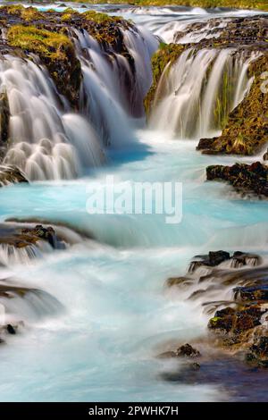 Particolare della cascata Bruarfoss in Islanda Foto Stock