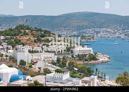 Bodrum Bay con Castello, Mugla, Turchia Foto Stock