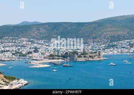 Baia di Bodrum con fortezza, Castello, Mugla, Turchia Foto Stock