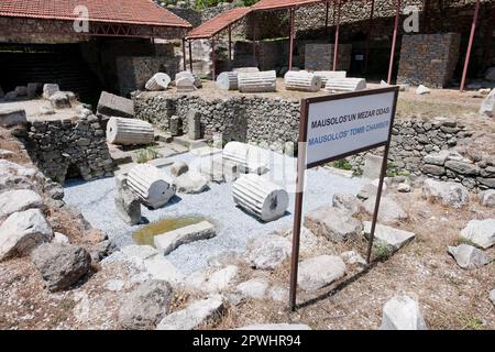 Mausoleo di Mausolos, tomba, tomba, rovina, Maussollos, Antichità, sette meraviglie del mondo, Halicarnassus, Halicarnassus, Bodrum, Mugla, Turchia Foto Stock