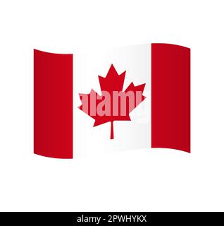 Bandiera Canada - icona di un vettore ondulato semplice con ombreggiatura. Illustrazione Vettoriale