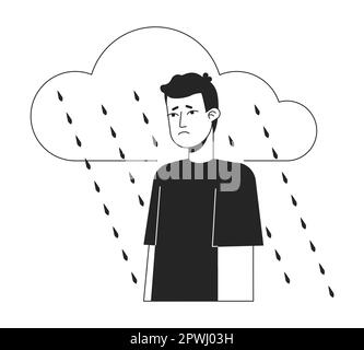 Illustrazione del punto vettoriale del concetto di disturbo depressivo maggiore bw Illustrazione Vettoriale