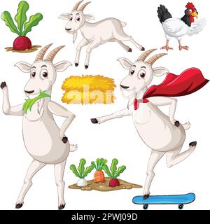 Illustrazione del set vettoriale oggetti e elementi farm Illustrazione Vettoriale