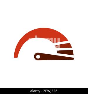 Il contagiri, il tachimetro e l'icona dell'indicatore. Simbolo di misurazione delle prestazioni. Illustrazione Vettoriale