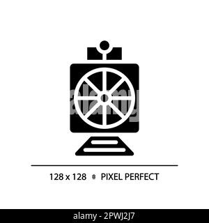 Icona glyph nero perfetto pixel aratro da neve rotante Illustrazione Vettoriale