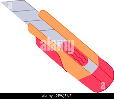 cartoni animati coltello tagliablocchi. utility carta, casella degli strumenti lama taglierina segno lama. illustrazione del vettore dei simboli isolati Illustrazione Vettoriale