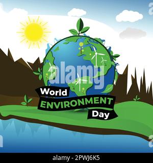 Giornata mondiale dell'ambiente e design concettuale SAVE Earth Day Illustrazione Vettoriale