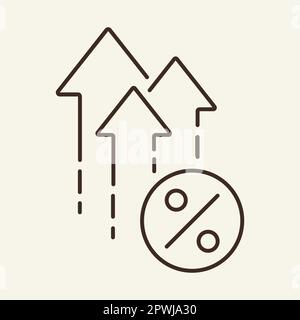 Icona della linea percentuale in aumento Illustrazione Vettoriale