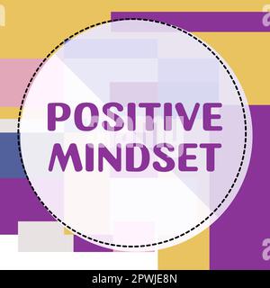 Scrittura che mostra il mindset positivo del testo, parola per l'atteggiamento mentale ed impressionabile che mette a fuoco sul lato luminoso Foto Stock