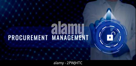 Handwriting text Procurement Management, fotografia concettuale acquistare beni e servizi da fonti esterne Foto Stock