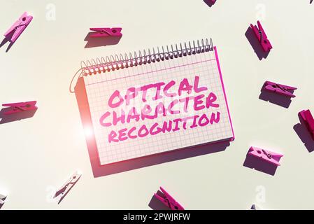 Scrittura a mano segno riconoscimento ottico dei caratteri, concetto Internet l'identificazione dei caratteri stampati Foto Stock