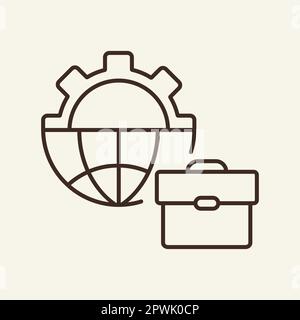 Icona della linea di servizi aziendali globali Illustrazione Vettoriale