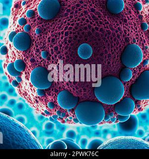 Particelle del virus HIV che germogliano via da una membrana delle cellule T-linfociti Foto Stock