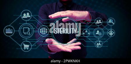 Scrittura a mano segno sterilità, Word scritto in una condizione di essere libero da microrganismi patogeni Foto Stock