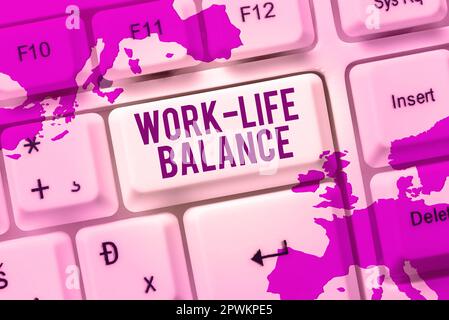 Testo scritto a mano lavoro equilibrio di vita, foto concettuale tempo assegnato per il lavoro e gli aspetti della vita sono uguali Foto Stock