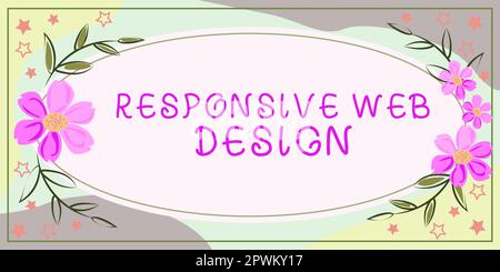 Ispirazione che mostra segni reattive Web Design, Word per la creazione di pagine web che utilizza layout flessibili Foto Stock