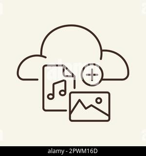 Icona della linea del servizio cloud Illustrazione Vettoriale