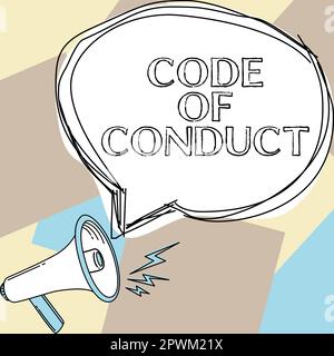 Firma che mostra il Codice di condotta, concetto che significa regole etiche codici morali principi etici rispetto dei valori Foto Stock