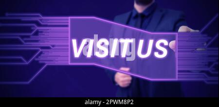 Segno di visualizzazione Visitateci, Business idea invito Guarda Una pagina web link alla Homepage Blog Internet Foto Stock