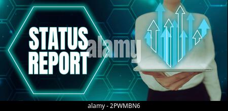 Scrittura visualizzazione del testo rapporto di stato, Word for Update Riepilogo delle situazioni a partire da un determinato periodo di tempo Foto Stock