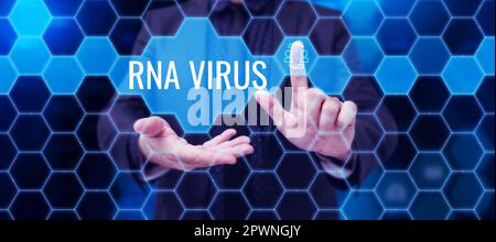 Segno che visualizza RNA Virus, Panoramica commerciale un virus informazioni genetiche è memorizzato in forma di RNA Foto Stock