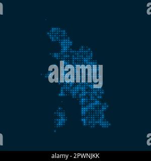 Mappa luminosa punteggiata dell'isola di Pangkor. Forma dell'isola con bulbi blu luminosi. Illustrazione vettoriale. Illustrazione Vettoriale