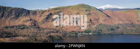 La vista da Surprise Viewpoint si affaccia sulla valle fino a Catbells Fell, Borrowdale, English Lake District. Foto Stock