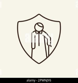 Icona della linea di assicurazione pensione Illustrazione Vettoriale