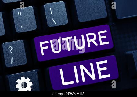 Testo che mostra la linea futura di ispirazione, la panoramica di affari nel debito futuro dovuto attualmente per essere pagato in futuro Foto Stock