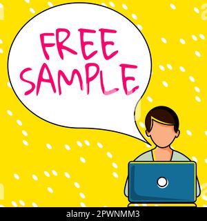 Ispirazione che mostra il segno campione libero, la parte di vetrina di affari dei prodotti dati ai consumatori nei centri commerciali di shopping Foto Stock